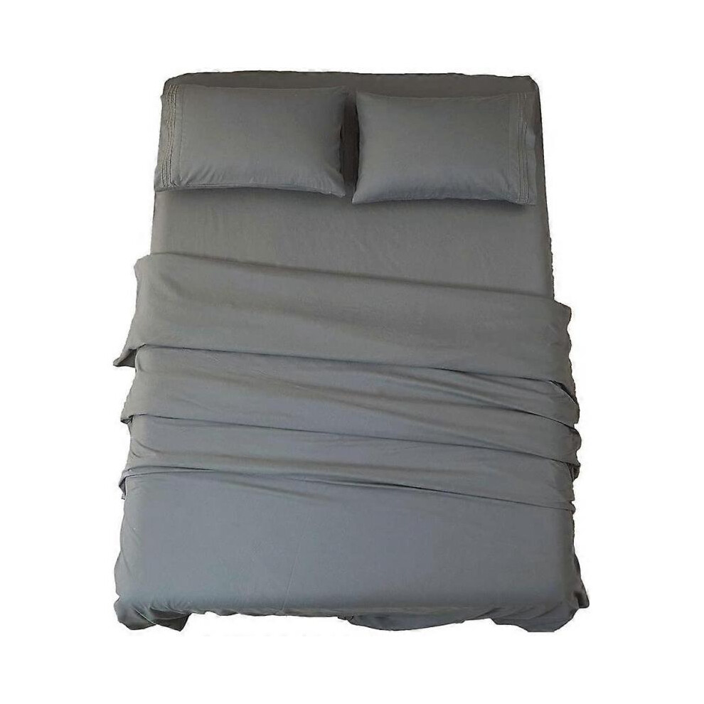 Bed Sheet Set Super Soft Microfiber 1800 Thread Count 16-Inch Deep PocketWrinkle-3 Piece ( Dark Grey, Twin)