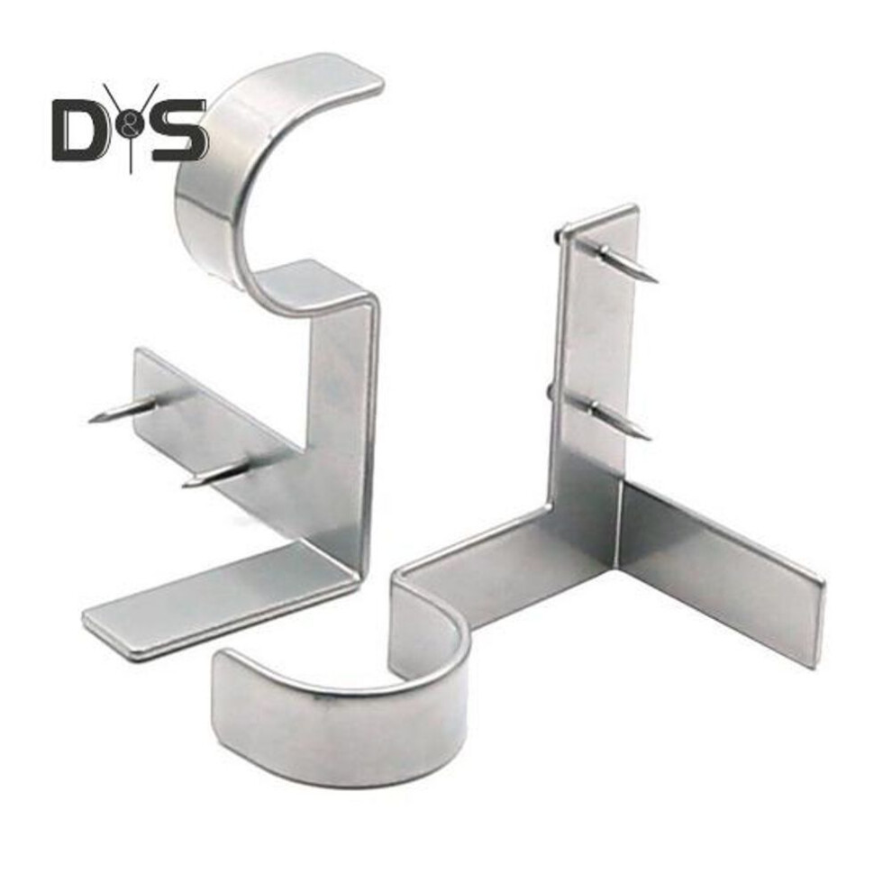 (silver) 1 Pair Curtain Rod Brackets Rustproof Strong Load-bearing Universal Simple Installation No Drilling Drapery Rod Holders