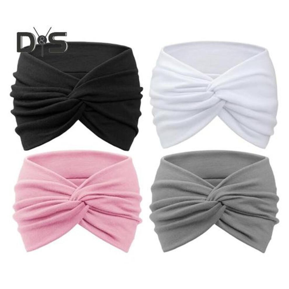 (as the picture, 4) 4Pcs Stretchy Soft Headband Good Elastic Knot Design Hair Band Solid Color Stretchy Washable Headband Hair Accessory