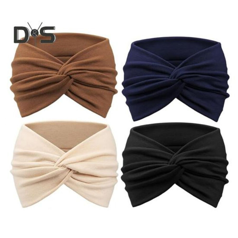 (as the picture, 7) 4Pcs Stretchy Soft Headband Good Elastic Knot Design Hair Band Solid Color Stretchy Washable Headband Hair Accessory