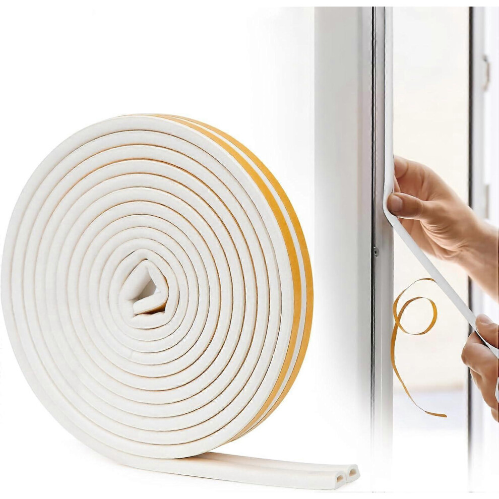 (As Show, One Size) D-Profile Seal Strip, Door And Window Sealant With Strong Adhesion, Noise Insulation And Weatherproofing, 6 Meters (White) 4909775509861