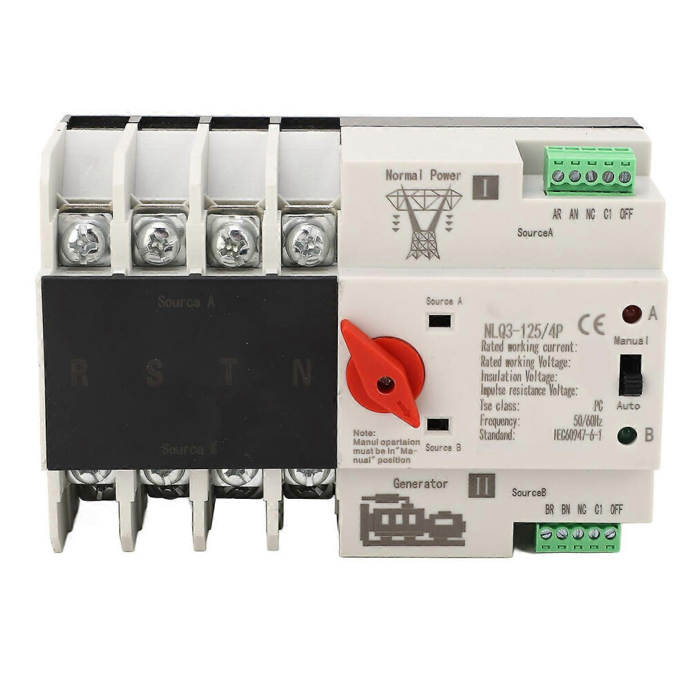 (As Show, One Size) Dual Power Automatic Transfer Switch 4P Fast Switching Control Switch Pc Ac 110V 80A 6909775551332