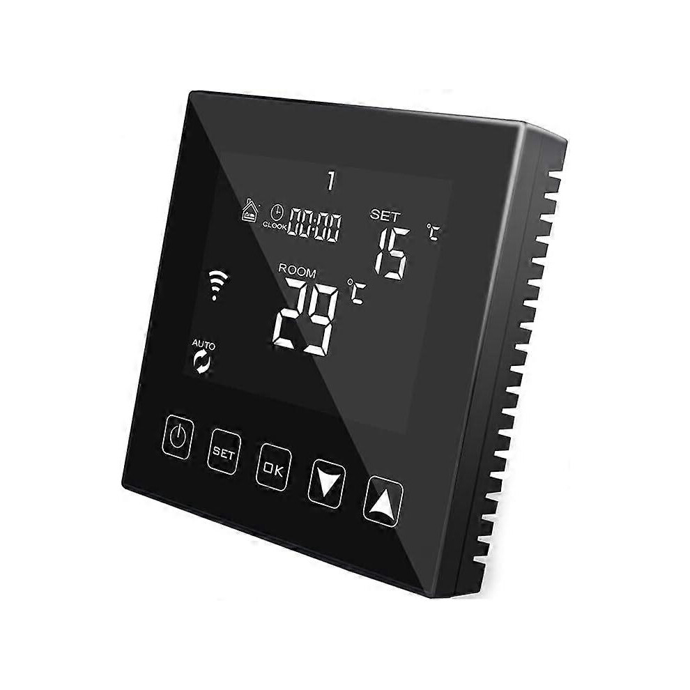 (As show, One size) Black WiFi Smart Thermostat for Underfloor Water Heating 3A Compatible with Alexa Echo/Google Assistant/Tuya, Programmable Connected Room Thermostat f