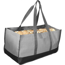 (As show, One size) Large Capacity Firewood Carrier Heavy Duty Wood Carry Bag Outdoor Log Carrier(Gray and Black Color Matching)