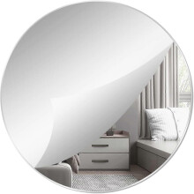 (As show, One size) 40cm Adhesive Wall Mirrors Circle Mirror Decorative Plastic Mirror Acrylic Mirror Large Round Mirrors for Bathroom, Bedroom, Door, etc