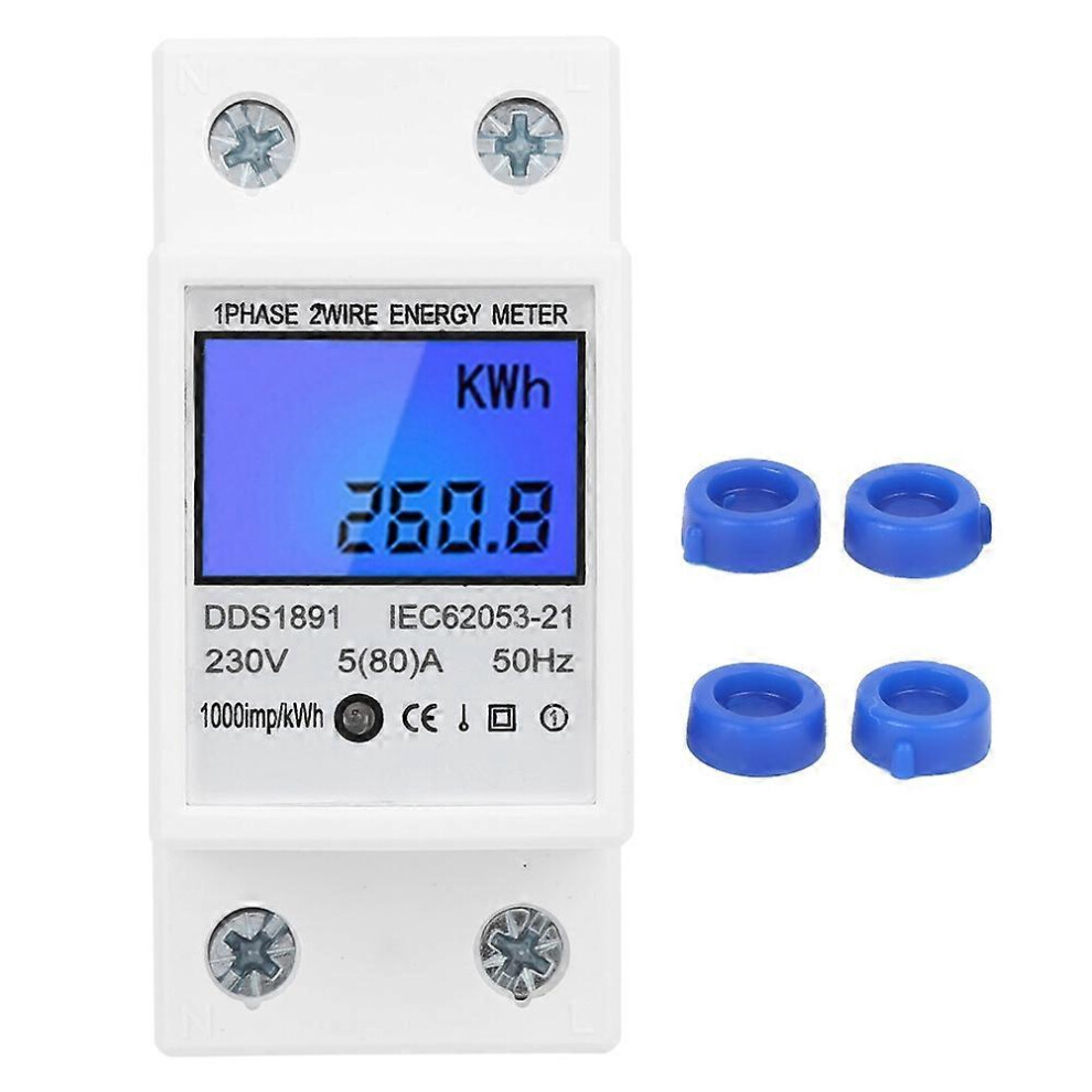 (As Show, One Size) Single Phase Din Rail Energy Meter 2P Large Screen Multifunction Backlight Electric Dds1891 6909775541418
