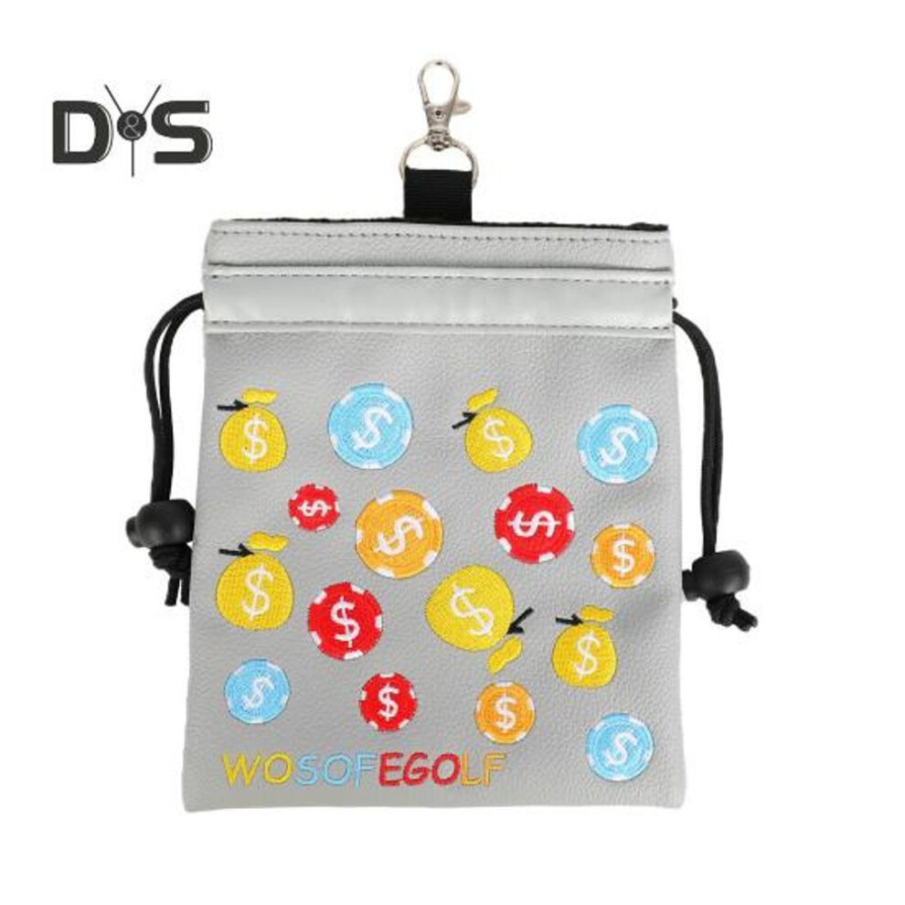 (grey) Golf Pouch Bag with Drawstring Golf Tee Pouch Golf Ball Green Fork Storage Bag Portable Golf Accessory for Golf Enthusiast