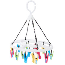 (As show, One size) Tumble dryer small clothes dryer with 16 soft clips (1 piece, white with blue-yellow-green-pink) premium clothespins
