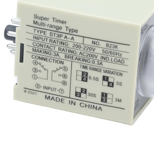 (As show, One size) BERM Time Relay Adjustable Power On Timer Delay Accessory Replacement Part ST3PAA(AC220V ) 2