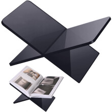 (As show, One size) Acrylic Book Holder Open Large Book Display Stand for Cookbook Art Book Bible Guest Book Table Book Stand for Reading , black