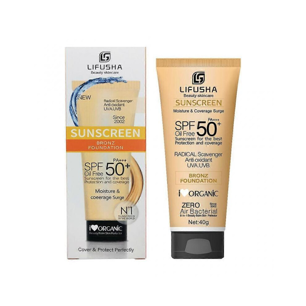 (1pcs) Tinted Sunscreen SPF 50, Lightweight Tinted Face Sunscreen, Broad Spectrum Sun Protection, Foundation Concealer Sunscreen, Waterproof & Non-Gre