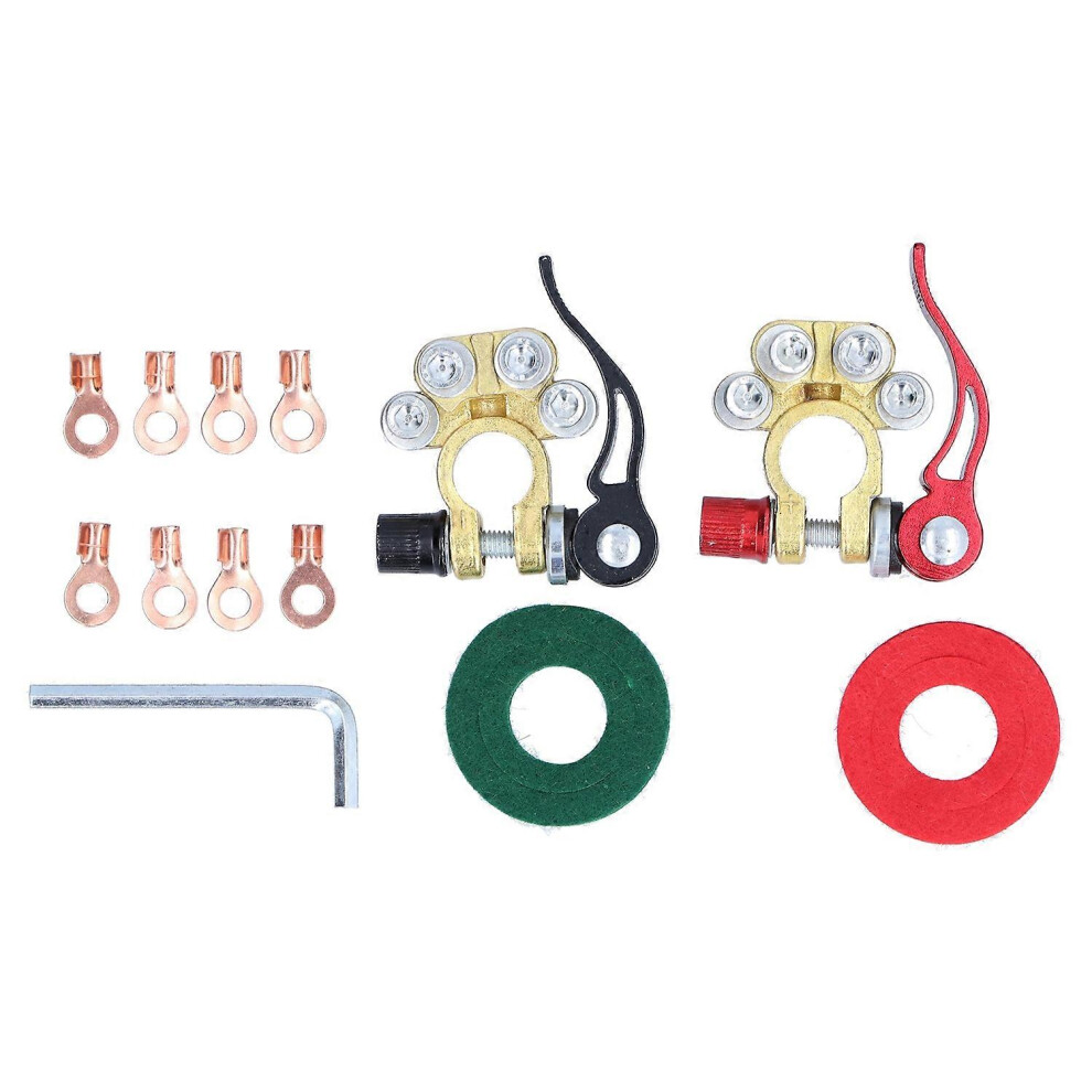 (As Show, One Size) 13Pcs Battery Terminal Quick Release 4 Way Positive Negative Connector Clamp Set Kit 6909775662465