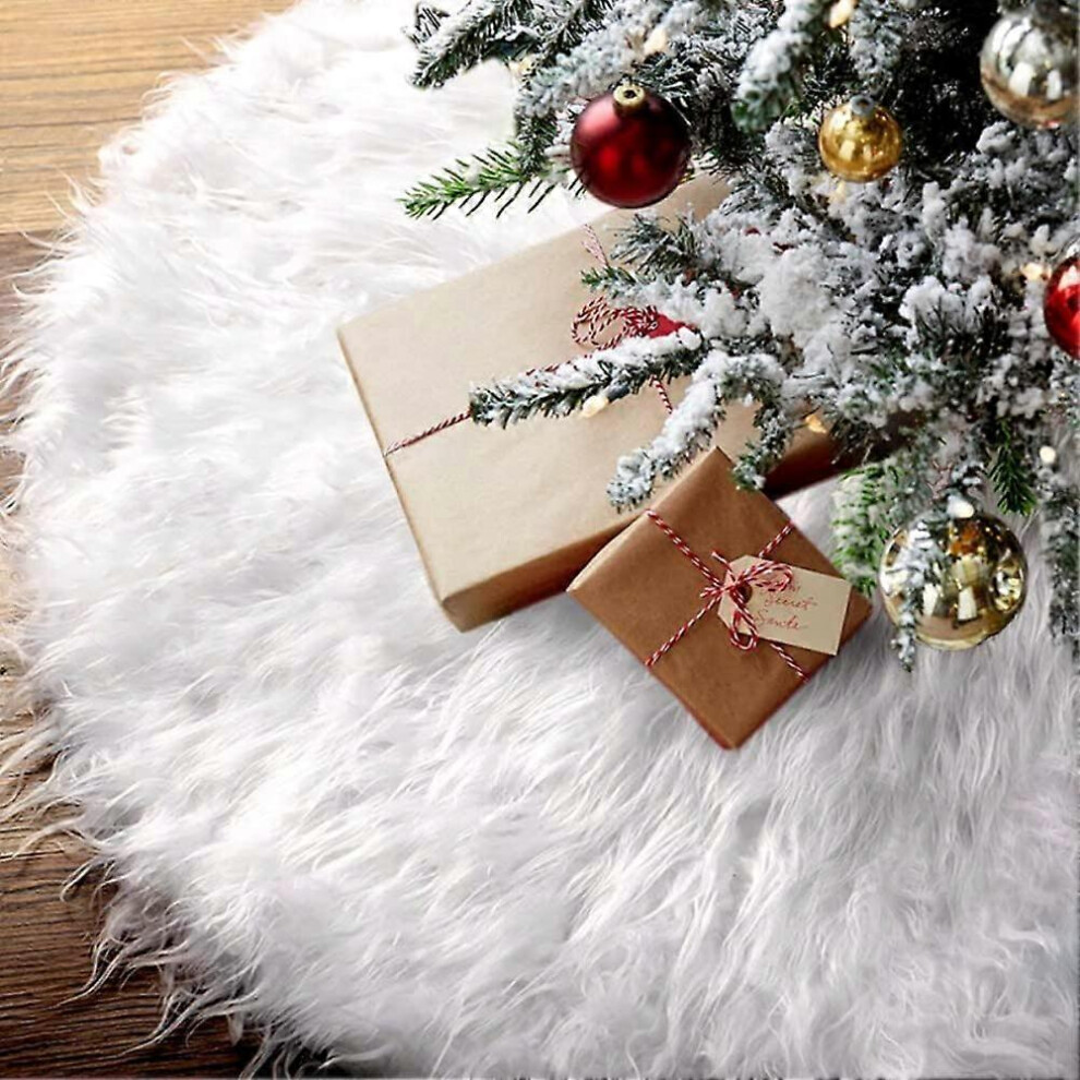 (As show, One size) White Christmas tree blanket plush Christmas tree skirt round Christmas tree blanket faux fur Christmas tree stand carpet Christma-image-OPC-PH68RNY-NEW