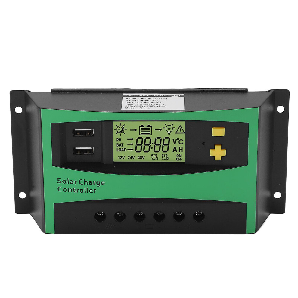 (As Show, One Size) Solar Charge Controller Pwm Panel Regulator 12V 24V 30A With 2 Usb 5V Outputs Rv Boat Supplies 4909775721546