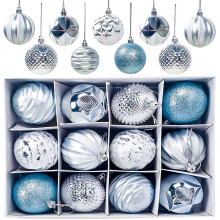 (As show, One size) Christmas baubles, pack of 12 Christmas tree baubles, Christmas tree decorations, matt, shiny, glittering Christmas tree baubles, diameter 6 cm, blue