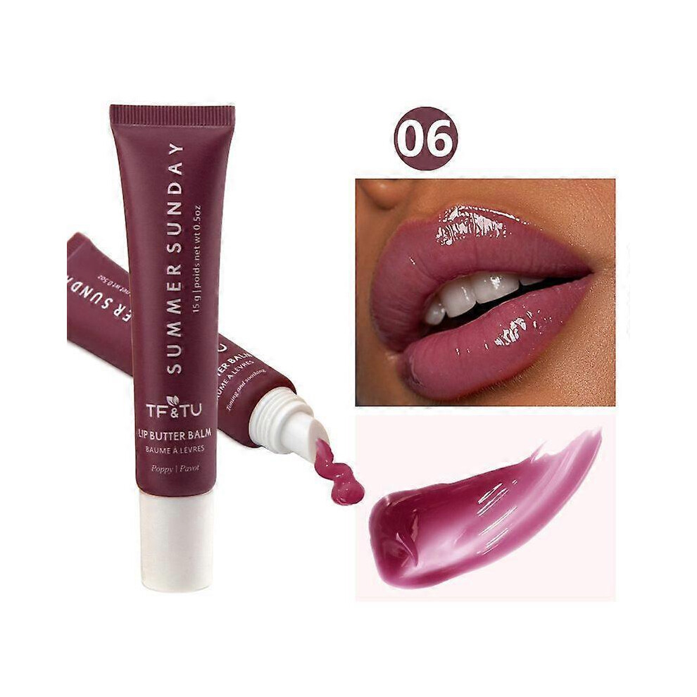 (k6) Tinted Lip Butter Balm - Glossy Moisturizing Mini Lip Balm for High Shiny Finish - Shine & Hydration - Softening & Soothing Peptide Lip Care