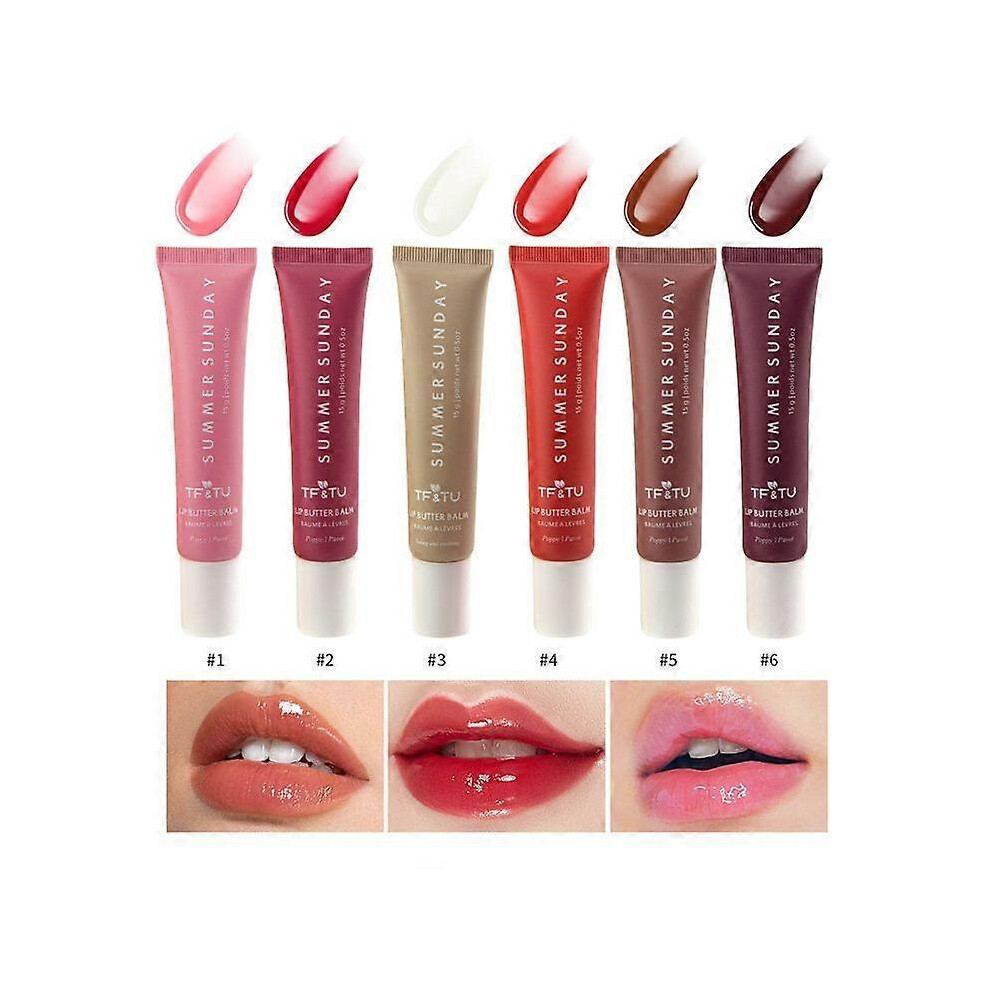 (6pcs) Tinted Lip Butter Balm - Glossy Moisturizing Mini Lip Balm for High Shiny Finish - Shine & Hydration - Softening & Soothing Peptide Lip Care