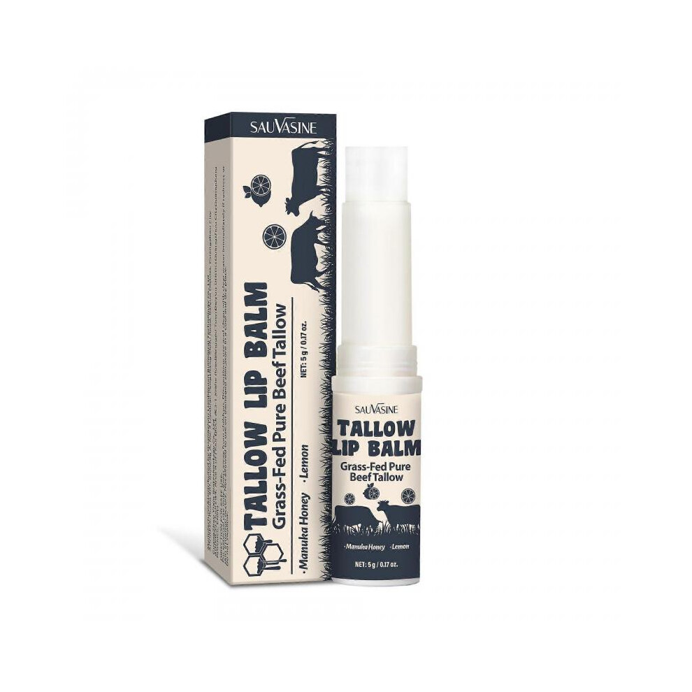 (2pcs) Beef Tallow Lip Balm, Tallow Lip Balm Organic Grass-Fed Pure Beef Tallow with Honey & Lemon, Moisturizing Lip Care for Dry, Chapped Lips, Tallo