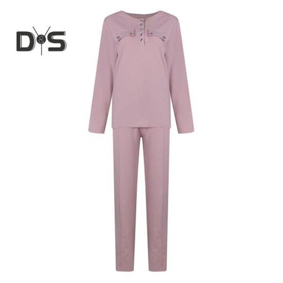 (pink, L) 2 Pcs/Set Women Top Pants Suit Round Neck Long Sleeves Solid Color Blouse Elastic Waist Slim Fit Trousers Daily Wear Sport Outfit Fall Spring