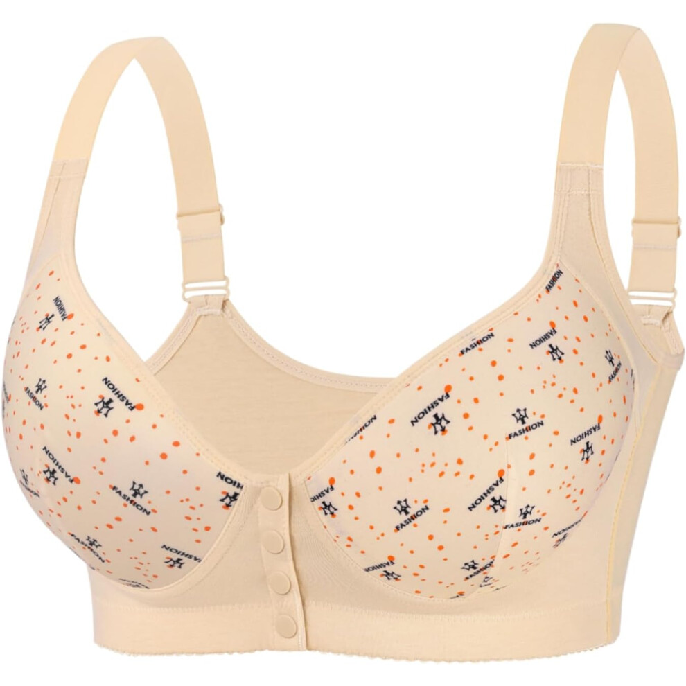 (36A, Apricot) Women's Bras Front Button Closure with Steel Boned Design