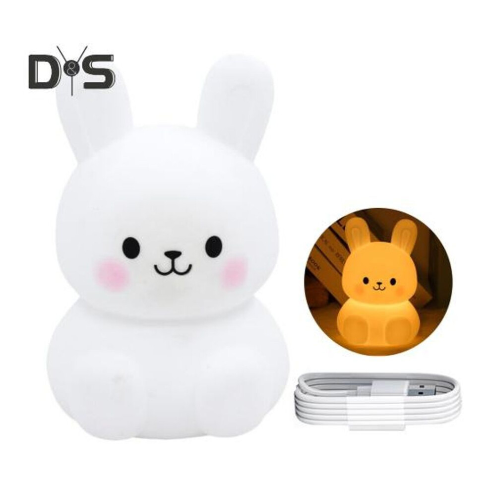 (as the picture, Warm light) Led Night Light Bunny Cute Lamp Dimmable Soft Glow Flicker Free Eye Protection Rechargeable Baby Night Light Desk Decoration