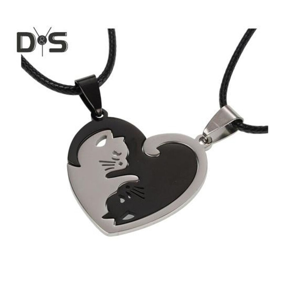 (as the picture, 2) 1 Pair Couple Matching Necklaces Heart Pendant Love Symbol Electroplated Alloy Anniversary Valentines Day Gift Neck Jewelry