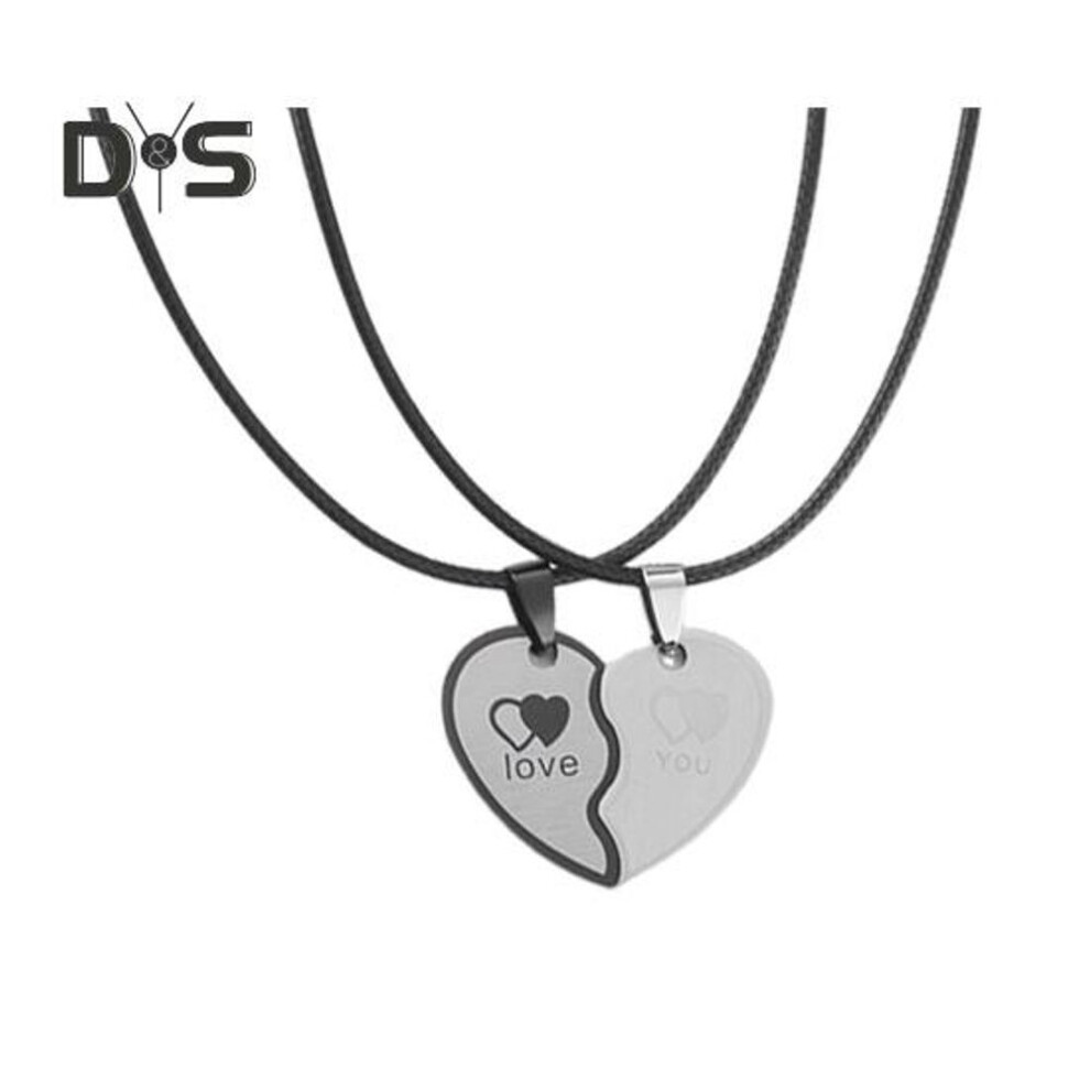 (as the picture, 4) 1 Pair Couple Matching Necklaces Heart Pendant Love Symbol Electroplated Alloy Anniversary Valentines Day Gift Neck Jewelry