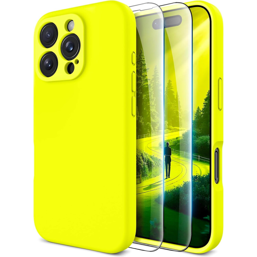 (Fluorescent ) Compatible With Iphone 16 Pro Max Case With 2 Pack Screen Protectors, Compatible With Magsafe, Shockproof Military-Grade Protecti Yellow 6900601882682