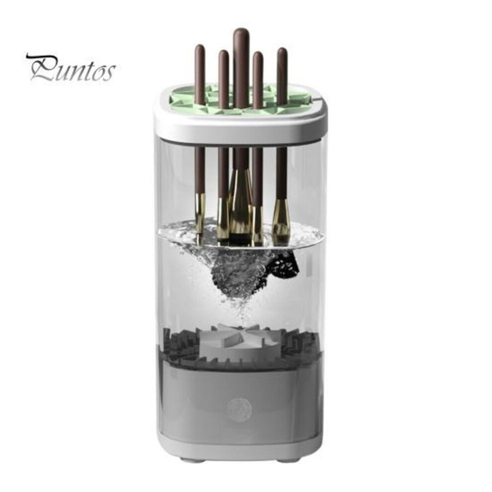 (clear,grey) Electric Makeup Brush Cleaner Uv Light Drying Usb Operated Automatic Cosmetic Brush Cleaning Machine Dryer Brush Washing Tool Container