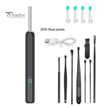 (black, B) Ear Cleaner with Camera Ear Wax Removal Wireless Intelligent Visual Ear Picker Earwax Removal Tool with 6 LED Lights