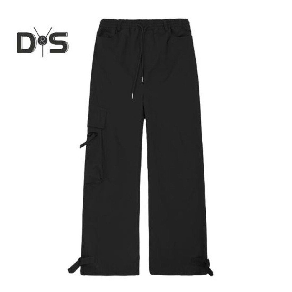 (black, 2XL) Men Cargo Pants with Big Pocket Hip Hop Style High Street Wide Leg Loose Vintage Drawstring Elastic Waist Full Length Deep Crotch Trousers