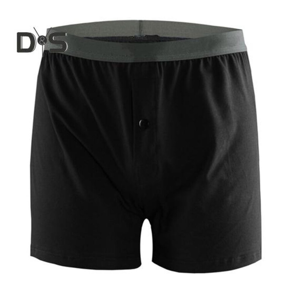 (black, 4XL) Men Boxer Underwear Mid-rise Elastic Waistband Front Button Decor U-convex Shorts Panties Comfortable Sleepwear Daily Wear