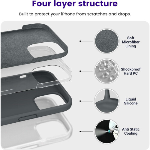 (iPhone 15 case, Space Gray) Designed for iPhone 15 Case, Silicone Shockproof Slim Thin Phone Case for iPhone 15(6.1 inch) 2