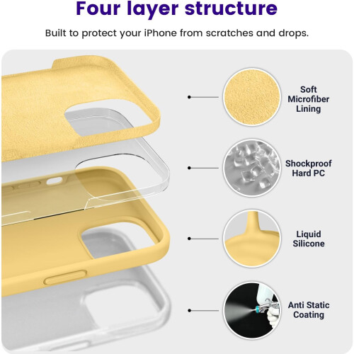 (iPhone 15 case, Yellow) Designed for iPhone 15 Case, Silicone Shockproof Slim Thin Phone Case for iPhone 15(6.1 inch) 2