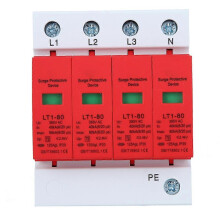 (As show, One size) 4P LT1‑80 Surge Protector 80ka Protection Module Appliances Low Voltage Arrester Red