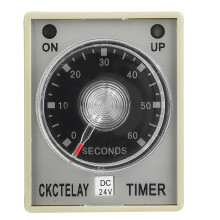 (As show, One size) Electronic Time Relay 8 Pins Release Delay Timer 35mm DIN Rail Mount 60S Delay Range (DC24V)
