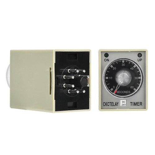 (As show, One size) Electronic Time Relay 8 Pins Release Delay Timer 35mm DIN Rail Mount 60S Delay Range (DC24V) 1