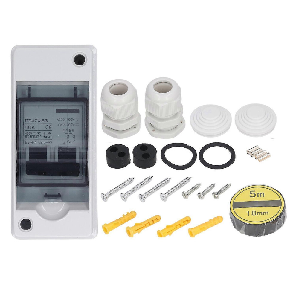 (As Show, One Size) Pv Solar Disconnect Switch 2P 40A Ip65 Waterproof Pa66 Shell Miniature Circuit Breaker Dc 12Â400V Ac 6909775625255