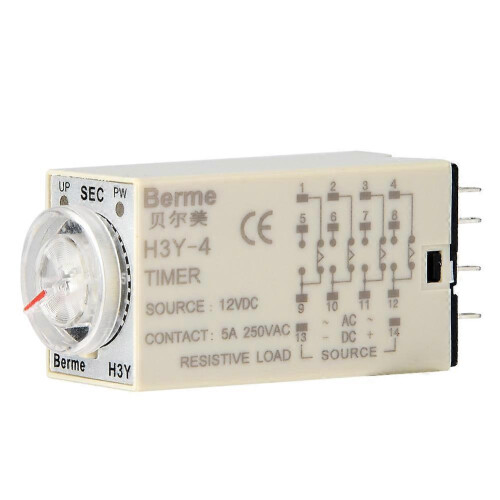 (As show, One size) H3Y-4 Time Relay Pointer Control Power on Delay Timer 14-Pin 12VDC (60S)