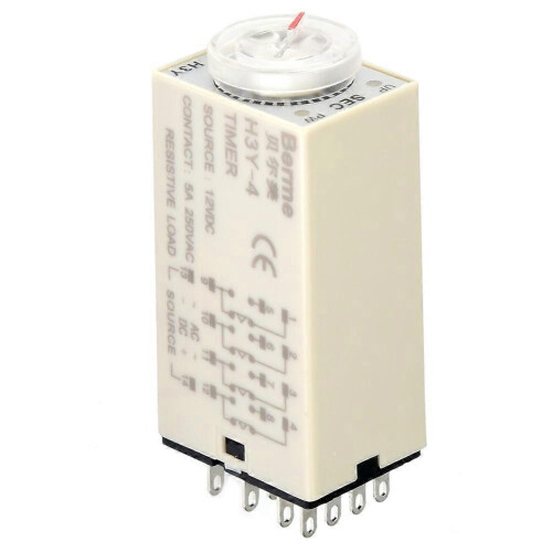 (As show, One size) H3Y-4 Time Relay Pointer Control Power on Delay Timer 14-Pin 12VDC (60S) 1