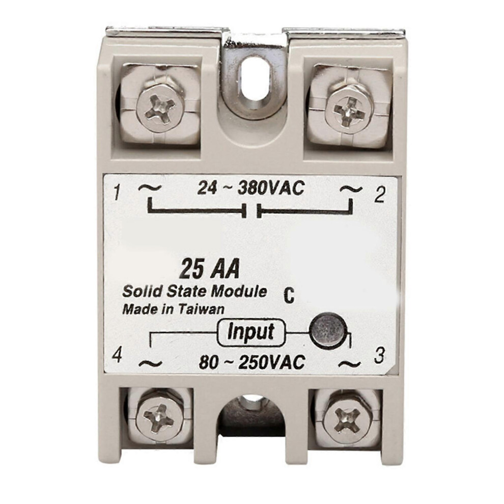 (As Show, One Size) Ssr 25Aa 25A Single Phase Solid State Relay 80Â250V Ac Input To 24Â380V Ac Output Solid State Module 6909775591390