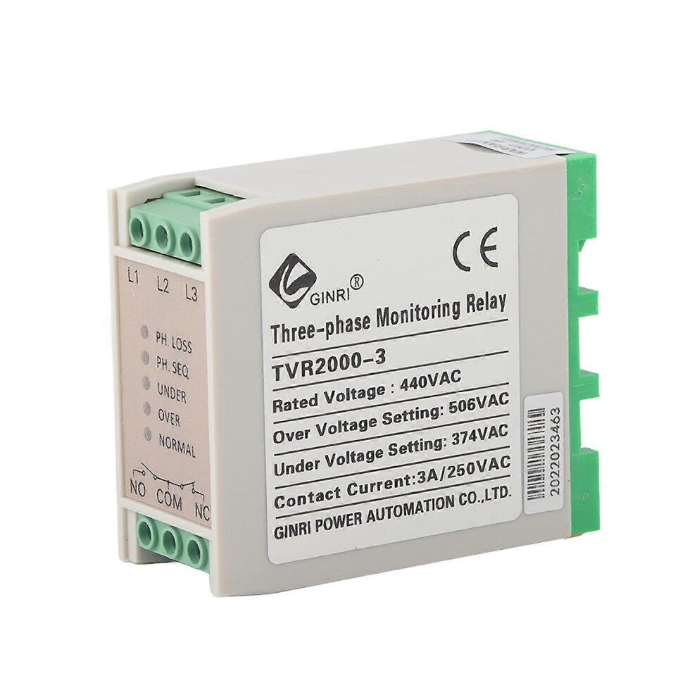 (As Show, One Size) 440Vac Over & Under Voltage Failure Phase Sequence Protector 3 Phase Power Supply Monitor Relay 6909775541036