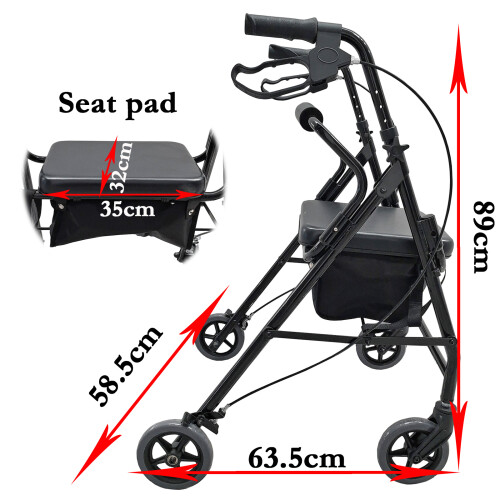 Lightweight Foldable Rollator Walking Frame with Seat & Storage EX VAT 1