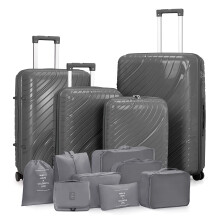 4Pcs Luggage Set w/ 2 Handbags & 8Pcs Toiletry Kit (18in/20in/24in/28in)