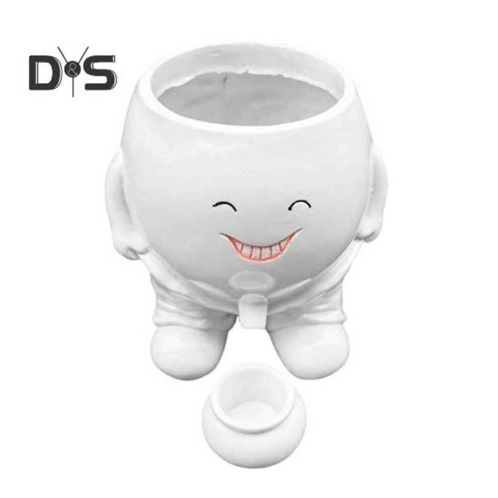(white) Smile Face Planter Naughty Boy Peeing Smiling Face Flower Pot with Drainage Holes Novelty Resin Cactus Pot for Indoor Outdoor Decor