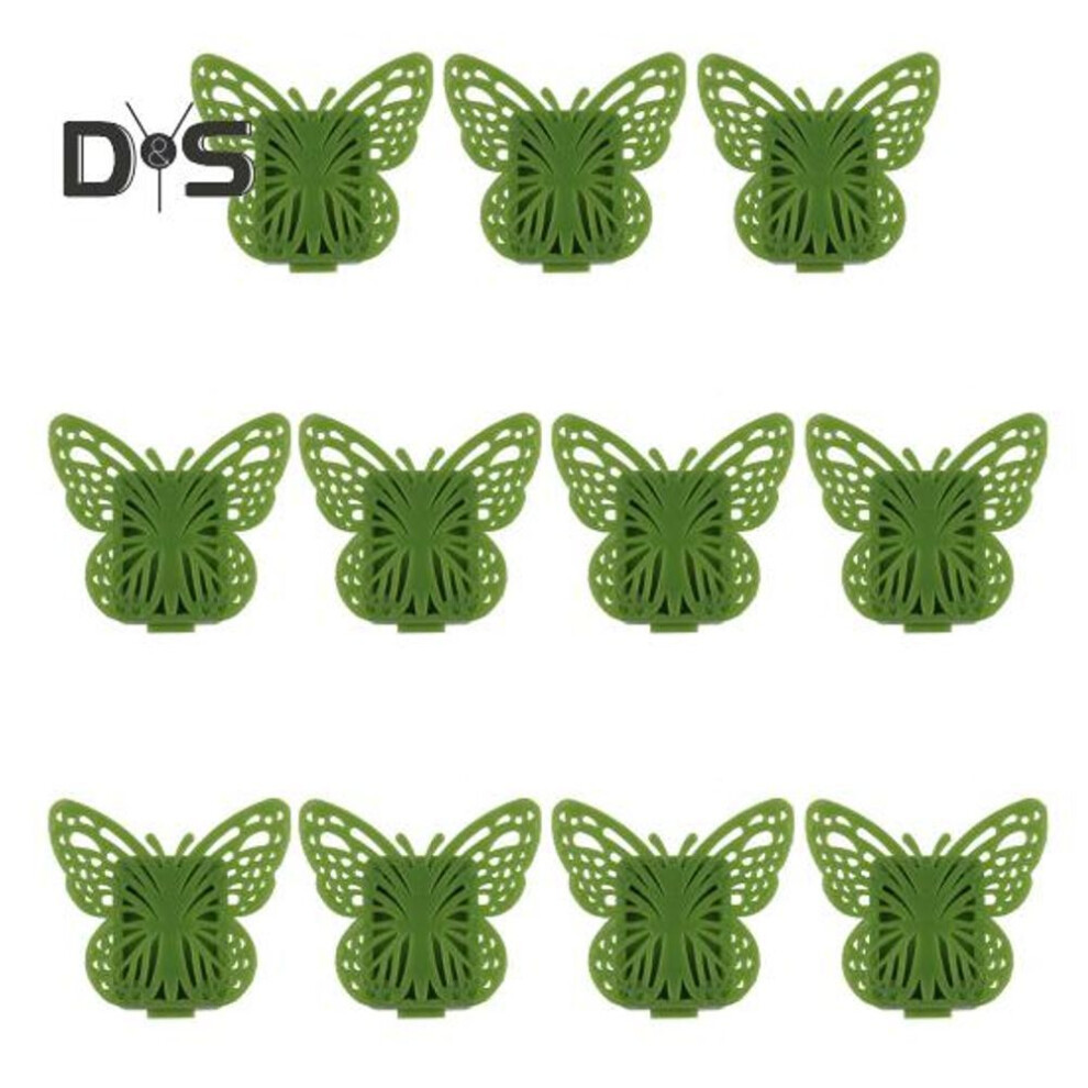 (green, 10pcs) 10/100 Pcs Vine Fixture Clips Climbing Plant Fixture Clips with Adhesive Sticker Butterfly Shape Wall Vines Fixing Clips for Indoor Outdoor Decor