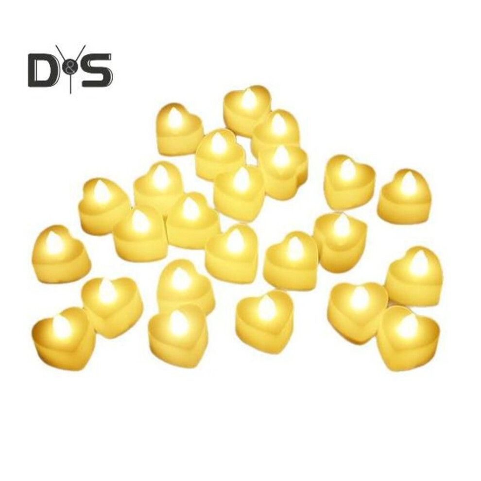 (as the picture, B) 24 Pcs Led Tea Lights Candles Heart Shaped Flameless Flickering Candles Battery Operated Electric Tealight Candles For Valentine's Day Wedding