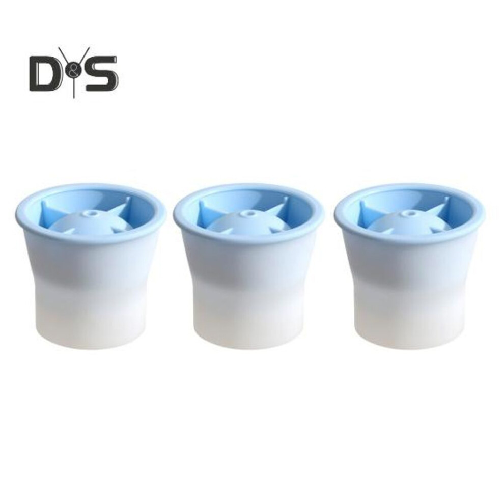 (blue, 3pcs) 3pcs Silicone Round Ice Cube Molds With Lids Easy Release Sphere Ice Maker For Whiskey Cocktails Bourbon Slow Melting Spherical Ice Makers For Drinks