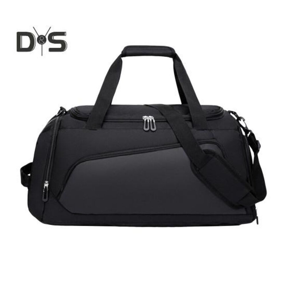 (black) Fitness Bag Large Capacity Gym Bag Zippered Wet Dry Separation Crossbody Bag Water-proof Shoulder Bag For Outdoor Sports