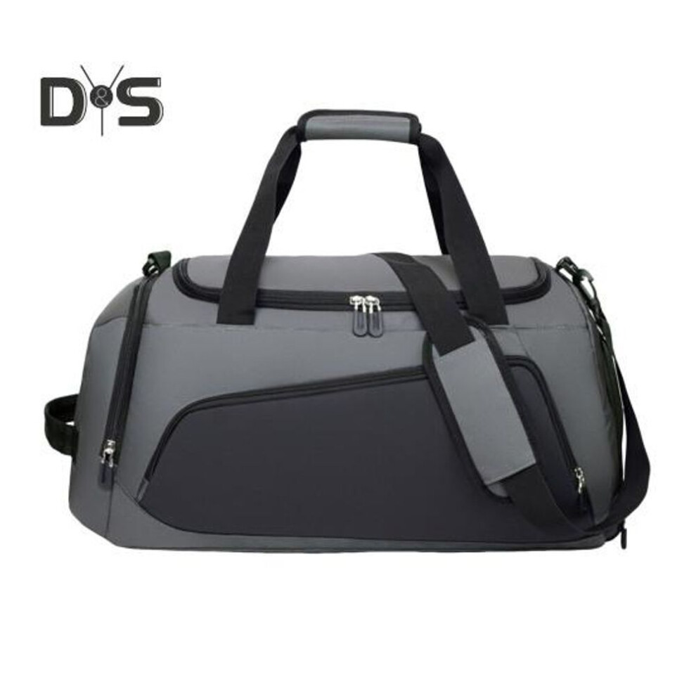 (grey) Fitness Bag Large Capacity Gym Bag Zippered Wet Dry Separation Crossbody Bag Water-proof Shoulder Bag for Outdoor Sports